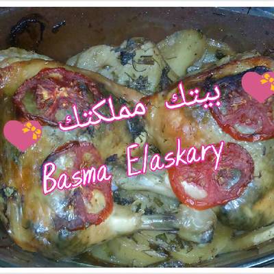  صينية بطاطس مشوية بالفراخ 