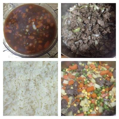  يخنة بازيلا مع الارز واللحمه المفرومه بتشهي 