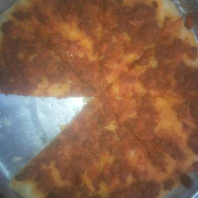  صفيحه اللحم المفروم ع شكل بيتزا 