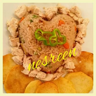  ارز بالخضروات والدجاج 