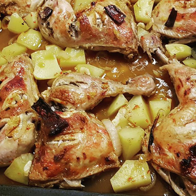  دجاج مع بطاطا بلفرن 