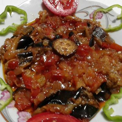  باتنجان مقلي مع البندورة ♡مكمور 