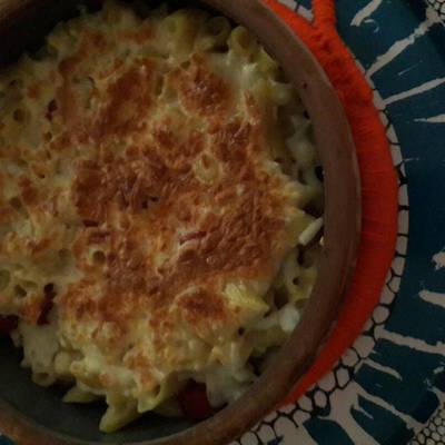  باستا بالسوسيس و الجبنه بالفرن 