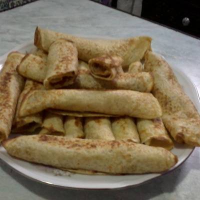  كريب بحشوة شاورما اللحم والبطاطس المقليه و الطحينه 