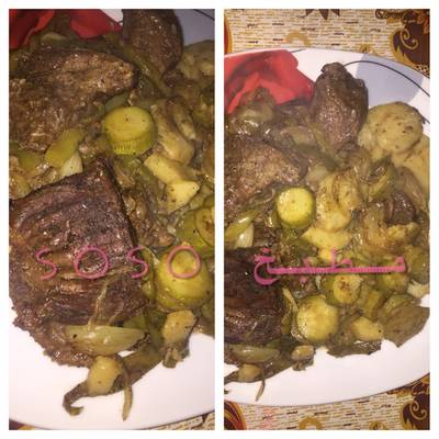  لحمة مشويه بالخضار 