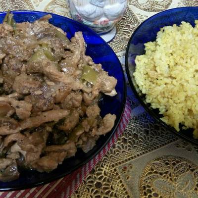  شاورما فراخ مع أرز بالكاري والكركم 