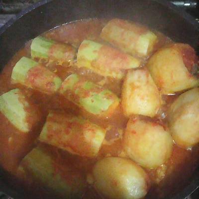  كوسة و بطاطس باللحمة المفرومة 