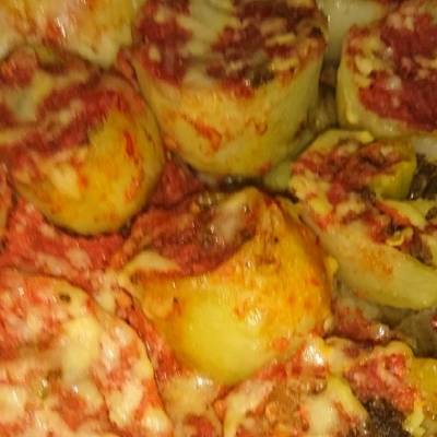  بطاطس بالجبن و محشيه لحم مفروم 