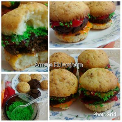  طريقة عمل كب كيك بشكل برجر 