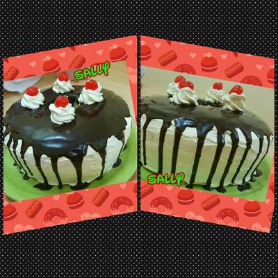  تورتة بالكريمة وجلاساج الشوكولاتة 