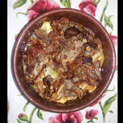  طاجن ريش بتلو مع البطاطس والبصل المحمر 