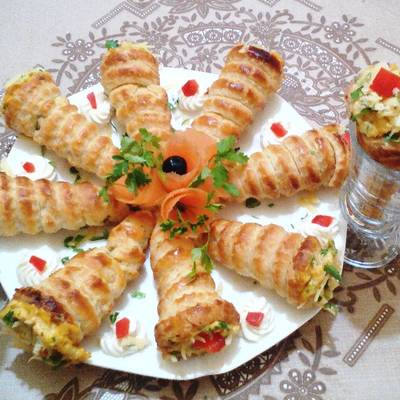  كورني بالدجاج وصوص بالبشامل 