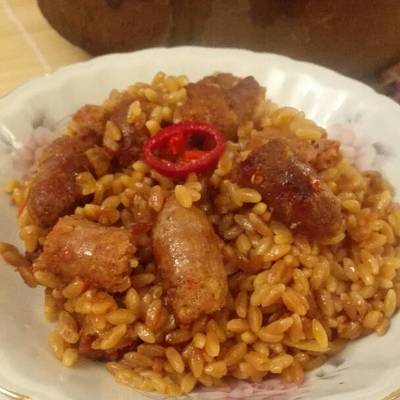  طاجن لسان العصفور بالسجق 