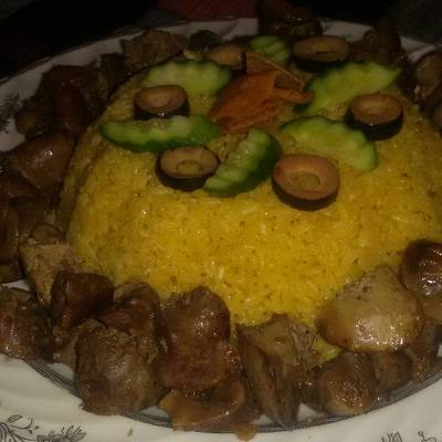  ارز بقلوب الدجاج 