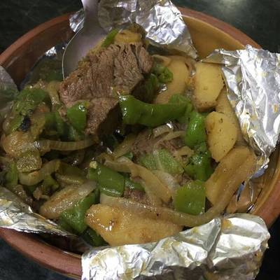  لحمه بالبطاطس والفلفل 