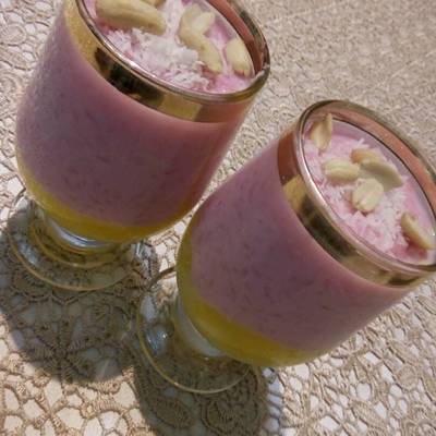  ارز باللبن بنكهه الفراوله و الكاسترد 