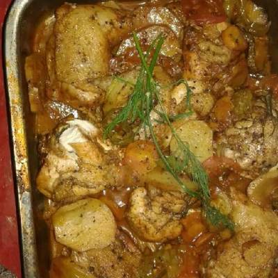  صينية دجاج بالخضروات 