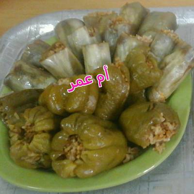  محشى فلفل وباذنجان ابيض 