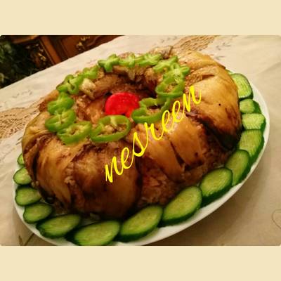  #اكلات_للعروس مقلوبه باذنجان بالدجاج 