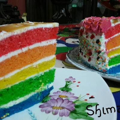  كيكة قوس قزح المبهجة 