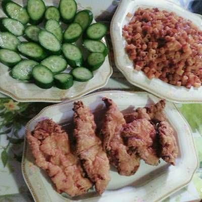  غداء اليوم(مكرونه محمره مع اسكالوب بانيه)