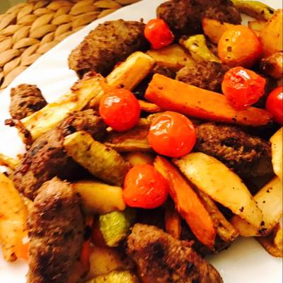  كفتة فلتو مشوية وخضار 