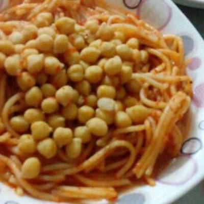  مكرونه اسباجيتي بالحمص اندومي بطريقتي 