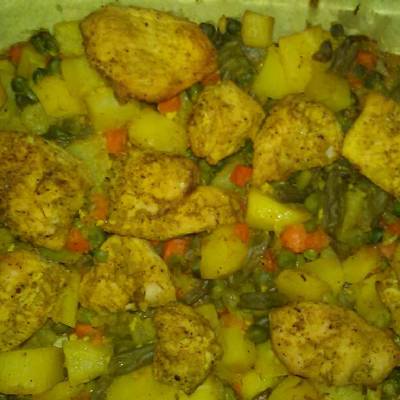  خضار سوتيه بالفراخ البانيه 