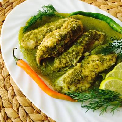  سمك بصوص الشمار الاخضر والتوم والخل 