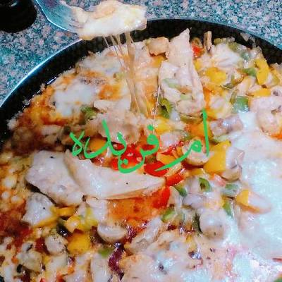  صدور دجاج بالموزاريلا والفلفل الالوان 