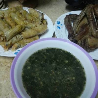  محشي كرنب و بط و ملوخيه 