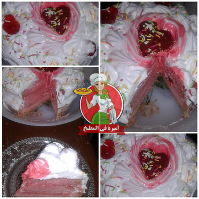 طريقه عمل كيكه الحب تورته بسيطه 
