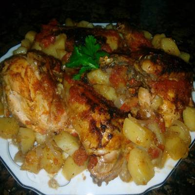  فراخ مشوية في الفرن بالخضار 