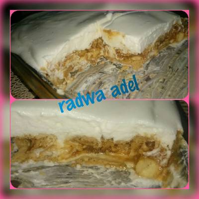  كيك الموز والكرميل البارد بدون فرن 