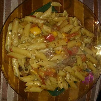  مكرونه بالكبده والخضار 