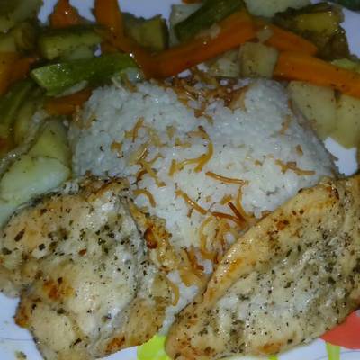  خضار سوتيه وبانيه مشوي بالليمون والزعتر 