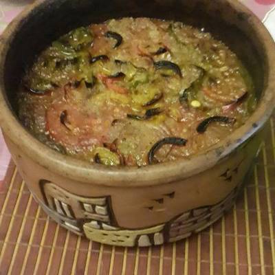  طاجن مسقعه باللحم المفروم 