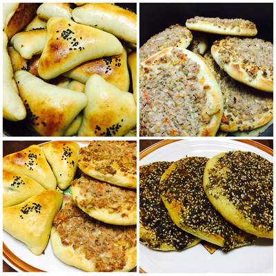  معجنات سبانخ ومناقيش وصفيحة بالعجينة الذهبية⭐️⭐️⭐️⭐️ 