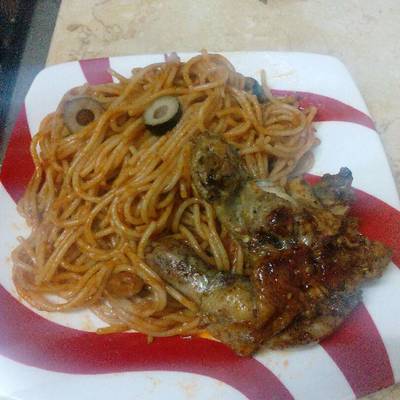  مكرونه بالفراج والزيتون 